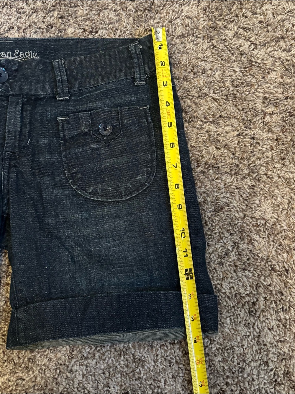 American Eagle Outfitters Dark Blue Cuffed Jean Shorts - Picture 8 of 9